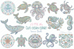 Pastel sea animals sublimation BUNDLE | Cute ocean clipart Product Image 1
