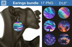 Neon&flower earrings sublimation designs, 17 PNG Product Image 1