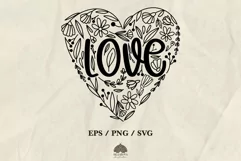 Floral heart SVG PNG EPS Product Image 1