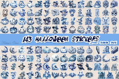 Blue Halloween Stickers Printable BUNDLE | Spooky season PNG Product Image 2