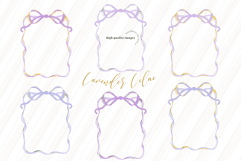 Whimsical Lavender Frames Bows Clipart, Lilac Gold Frames Product Image 1