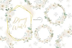 Frame Dreamy Winter White Floral clipart, Greenery Floral Product Image 1