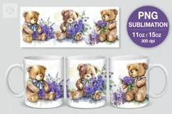Watercolor Teddy Bear mug PNG sublimation. 11&15 oz mug Product Image 1
