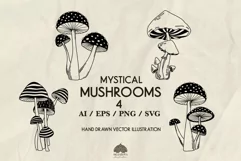 Mystical Mushrooms SVG PNG EPS Product Image 1