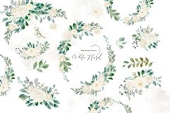 Elegant White Flowers Watercolor Clipart Product Image 1