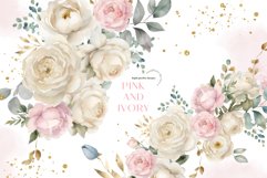 Elegant Pink Ivory Flowers Bouquets Clipart Product Image 1