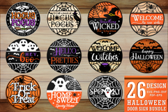 Halloween Round Door Hanger Sign SVG Laser Cut Files Bundle Product Image 1