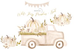 Pick Up Car White Pumpkin Clipart, Gold Glitter Pumpkin Product Image 1