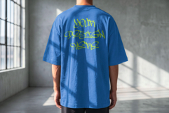 Oversized Back Tshirt Mockup PSD Male Model Product Image 1
