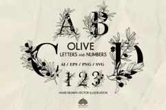 Olive Letters & Numbers SVG PNG EPS Product Image 1