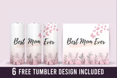 Watercolor Best Mom tumbler wrap - 20oz Straight Product Image 1