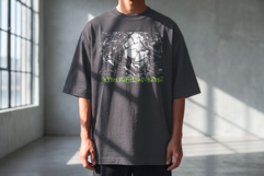 Oversized Front Tshirt Mockup PSD Male Model Product Image 1