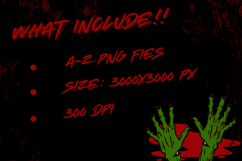 Zombie Alphabet Clipart A-Z | Halloween Horror Graphic PNG Product Image 2