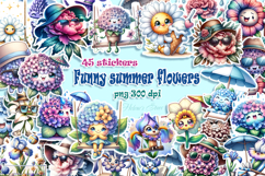 Funny flowers Sticker BUNDLE |Cute summer stickers template Product Image 1