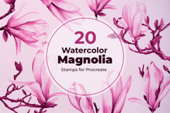 20 Watercolor Magnolia Stamps for Procreate Product Image 1