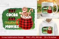 Hot Cocoa and Christmas Movies. Christmas Sublimation Design Product Image 1
