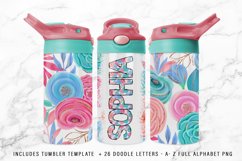 Straight Flip Sippy Sublimation Wrap Bonus Doodle Letters Product Image 1