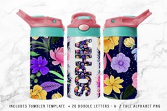 Straight Flip Sippy Sublimation Wrap Bonus Doodle Letters Product Image 1