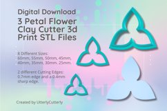 3 Petal Flower Clay Cutter - STL Digital File Download- 8 si Product Image 1