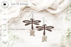 Dragonfly Laser Cut Earrings SVG | Laser Cut Jewelry Product Image 1