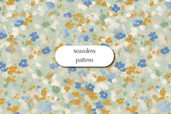 Ditsy Floral Seamless Pattern Blue Mustard Sage JPG Product Image 1