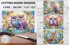 Stained Glass Cute Owl Cutting Board Designs / 4 PNG Product Image 1