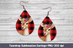 Christmas Earrings Sublimation. Cute Christmas Deer. Product Image 1