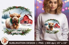 Highland Christmas Cow Sublimation, Country Christmas Product Image 1