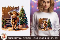 Highland Christmas Cow Sublimation, Country Christmas Product Image 1