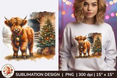 Highland Christmas Cow Sublimation, Country Christmas Product Image 1