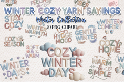 Winter Cozy Yarn Text Clipart Bundle 20 Embroidered PNG Product Image 1
