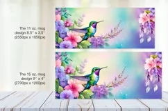 Hummingbird PNG sublimation. 11 & 15 oz mug wrap Product Image 2
