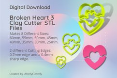 Broken Heart 3 Clay Cutter - Cookie Cutter STL File Product Image 1