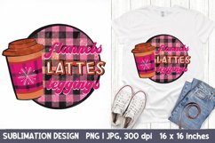 Flannels Lattes Leggings. Pink Christmas Sublimation. Product Image 1
