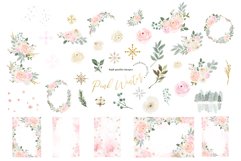 Elegant Winter Pink Floral Clipart, Winter Snowflakes Product Image 2