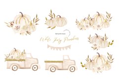 Pick Up Car White Pumpkin Clipart, Gold Glitter Pumpkin Product Image 2