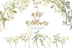 White Wildflowers watercolor clipart, greeting cards, Floral Product Image 1