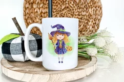 Little Witch Girl - watercolor clipart for sublimation Product Image 3