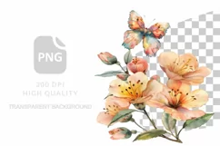 Watercolor Butterflies Floral Clipart, Butterfly Flower Product Image 1