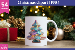 Soft Glow Christmas Clipart, Iridescent Christmas tree Product Image 2