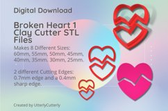 Broken Heart 1 Clay Cutter - Cookie Cutter STL File Product Image 1