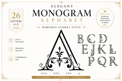 Baroque Floral Monogram Alphabet SVG Bundle A-Z Product Image 1