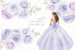 Lavender Silver Quinceañera Dresses Clipart Product Image 2