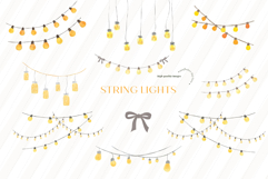 Yellow String Lights Clipart, Wedding String Lights Product Image 2