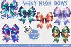 Shiny neon bows. Sublimation design PNG Product Image 2