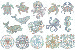 Pastel sea animals sublimation BUNDLE | Cute ocean clipart Product Image 2