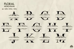 Flower Monogram Letters SVG PNG EPS Product Image 2