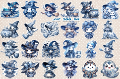 Blue Halloween Stickers Printable BUNDLE | Spooky season PNG Product Image 3