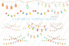 Mason Jar Colorful String Lights Clipart, Blue String Lights Product Image 2