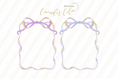 Whimsical Lavender Frames Bows Clipart, Lilac Gold Frames Product Image 2
